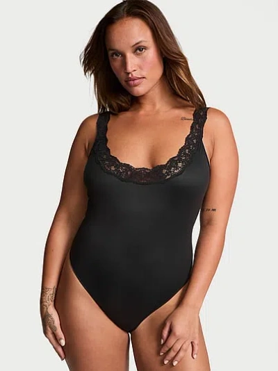 Victoria's Secret Very Sexy Smooth & Lace Scoop Bodysuit In Black