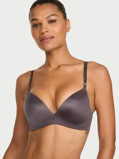 Victoria's Secret Very Sexy So Obsessed Shine Strap Wireless Push-up Bra In Grey