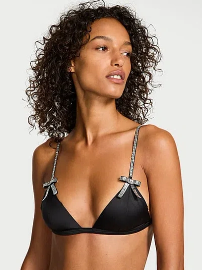 Victoria's Secret Very Sexy Sparkle Crystal Bow Triangle Bra In Black