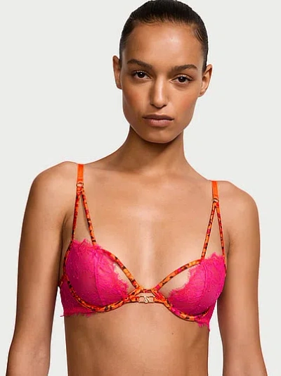 Victoria's Secret Very Sexy Unlined Tropical Satin Lace Low-cut Demi Bra In Multi