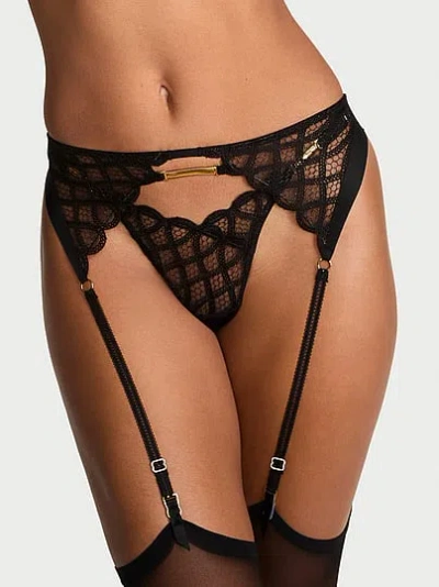 Victoria's Secret Very Sexy Viper Embroidery Garter Belt In Black