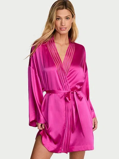 Victoria's Secret Very Sexy Washable Silk Sheer Stripe Short Robe In Pink