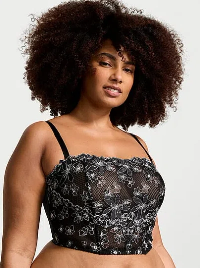 Victoria's Secret Very Sexy Ziggy Glam Embroidery Unlined Strapless Corset Top In Black