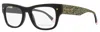 Victoria's Secret Women's Rectangular Eyeglasses Vs5014 01a Black/gold Glitter 51mm In Multi