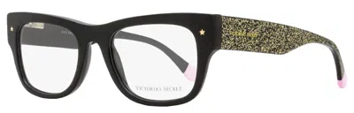 Victoria's Secret Women's Rectangular Eyeglasses Vs5014 01a Black/gold Glitter 51mm In Multi