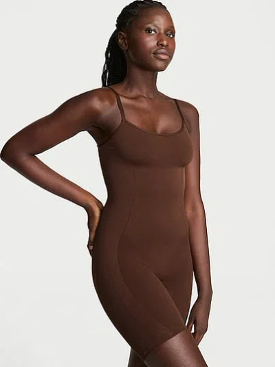 Victoria's Secret Vs X Leonisa Shaping Mid-thigh Bodysuit In Brown