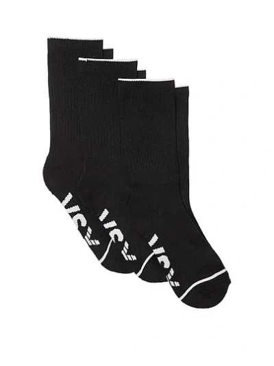 Victoria's Secret Vsx 3-pack Crew Socks In Black