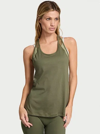 Victoria's Secret Vsx Cotton Jersey Racerback Tank Top In Green