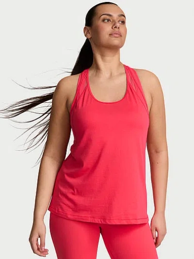 Victoria's Secret Vsx Cotton Jersey Racerback Tank Top In Red