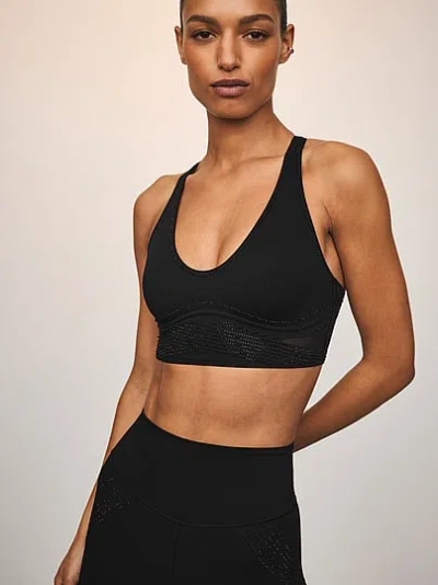 Victoria's Secret Vsx Elevate™ Diamanté Flex Contours Plunge Sports Bra In Black