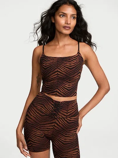Victoria's Secret Vsx Elevate™ Lace-up Strappy Tank Top In Print