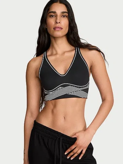 Victoria's Secret Vsx Elevate™ Refined Contours Plunge Sports Bra In Black