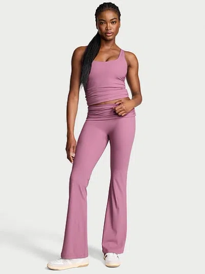 Victoria's Secret Vsx Elevate™ Rib Ruched Foldover Flare Legging In Purple