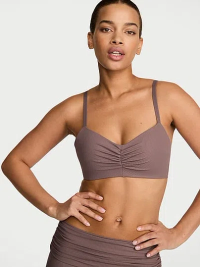 Victoria's Secret Vsx Elevate™ Rib Ruched Sports Bra In Gray