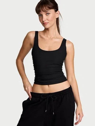 Victoria's Secret Vsx Elevate™ Rib Ruched Tank Top In Black