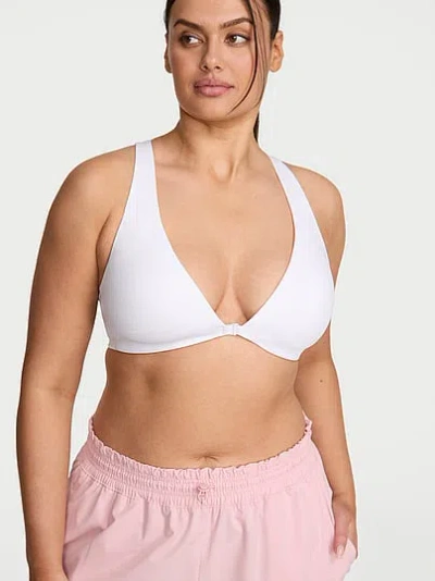 Victoria's Secret Vsx Elevate™ Triangle Plunge Front-close Sports Bra In White