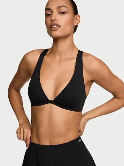 Victoria's Secret Vsx Elevate™ Triangle Plunge Front-close Sports Bra In Black