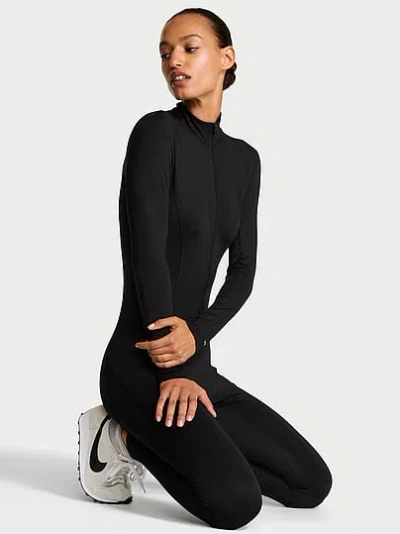 Victoria's Secret Vsx Essential Long-sleeve Jumpsuit In Black