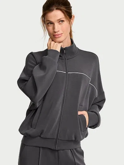 Victoria's Secret Vsx Featherweight Knit Full-zip Track Jacket In Black