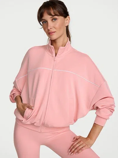 Victoria's Secret Vsx Featherweight Knit Full-zip Track Jacket In Pink