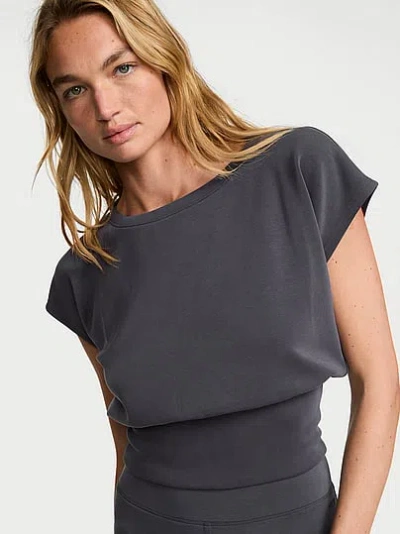 Victoria's Secret Vsx Featherweight Knit Short-sleeve Top In Gray