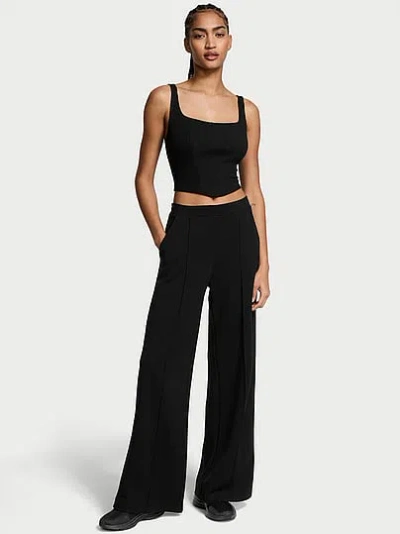 Victoria's Secret Vsx Featherweight Knit Wide-leg Pant In Black