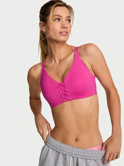 Victoria's Secret Vsx Featherweight™ Medium Lace-up Sports Bra In Pink