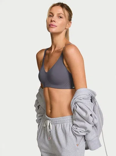 Victoria's Secret Vsx Featherweight™ Medium V-neck Sports Bra In Gray