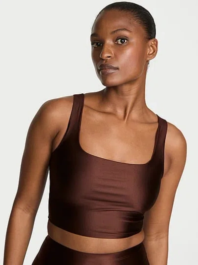 Victoria's Secret Vsx Glossytech™ Square-neck Bra Top In Brown