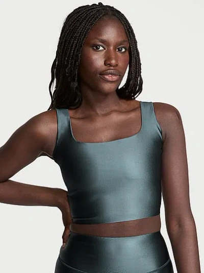 Victoria's Secret Vsx Glossytech™ Square-neck Bra Top In Gray