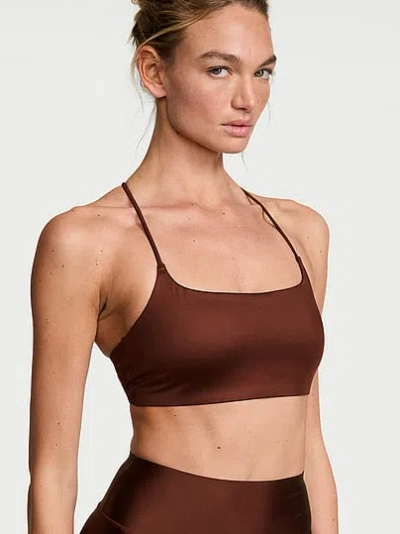 Victoria's Secret Vsx Glossytech™ Strappy-back Sports Bra In Brown