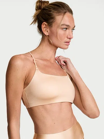 Victoria's Secret Vsx Glossytech™ Strappy-back Sports Bra In Neutral