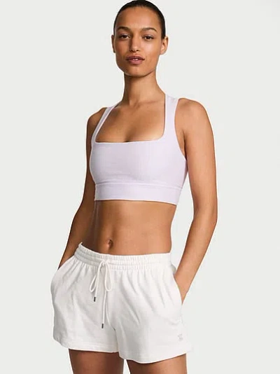 Victoria's Secret Vsx New Essential Square-neck Longline Sports Bra In White