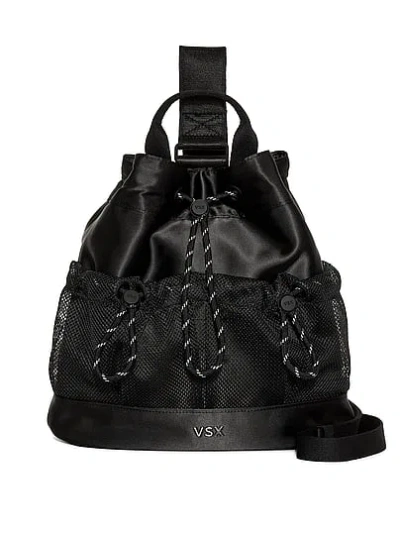 Victoria's Secret Vsx Satin Mini Sling Backpack In Black