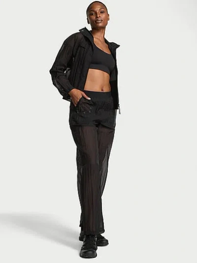Victoria's Secret Vsx Sheer Ripstop Wide-leg Pant In Black
