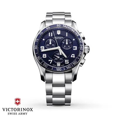 Pre-owned Victorinox Brand  Chrono Classic Blue Dial Stainless Men's Watch 241497