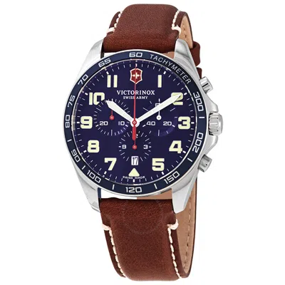 Victorinox Fieldforce Chronograph Quartz Blue Dial Men's Watch 241854 In Blue / Brown