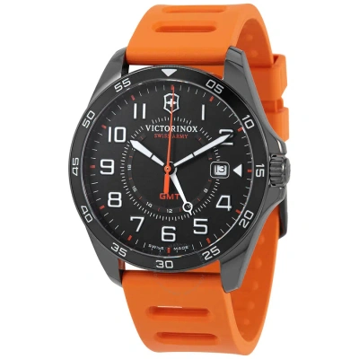 Victorinox Fieldforce Sport Gmt Quartz Black Dial Men's Watch 241897 In Orange
