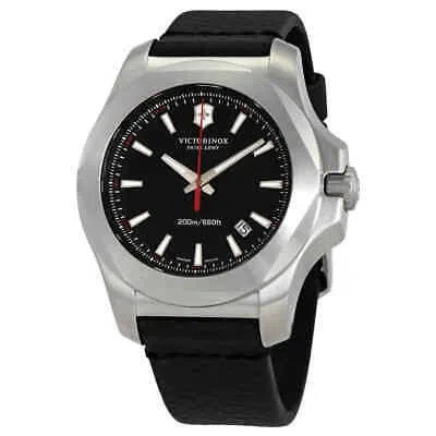 Pre-owned Victorinox I.n.o.x. Black Dial Black Leather Men's Watch 241737.1