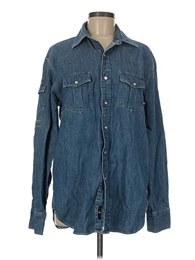 Pre-owned Victorinox Long Sleeve Button Down Shirt In Blue