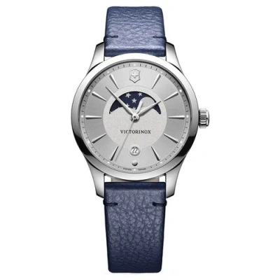 Pre-owned Victorinox Swiss Army 241832 Women's Alliance Small Leather Strap Watch In Silver