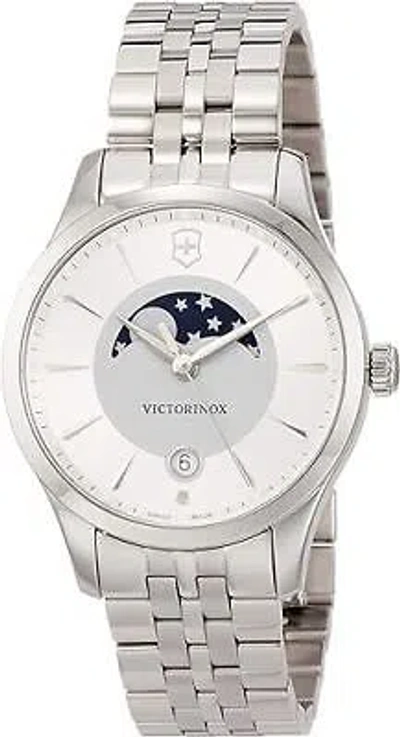 Pre-owned Victorinox Swiss Army 241833 Alliance Small Moon Phase Silver Watch 35mm $525