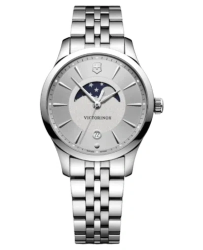 Pre-owned Victorinox Swiss Army Alliance Moonphase Silver Dial Women's Watch 241833
