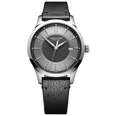 Victorinox Swiss Army Alliance Quartz Grey Dial Black Leather Strap Men's Watch 241804