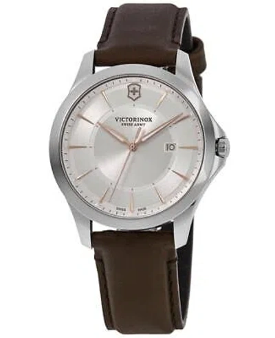 Pre-owned Victorinox Swiss Army Alliance Quartz White Dial Brown Men's Watch 241907