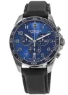 Victorinox Swiss Army Fieldforce Classic Chrono Blue Dial Black Leather Strap Men's Watch 241929 In Blue