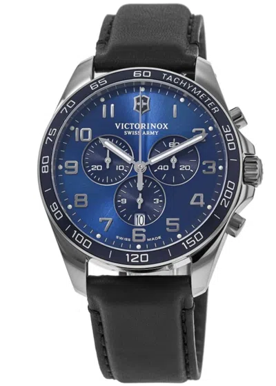 Victorinox Swiss Army Fieldforce Classic Chrono Blue Dial Black Leather Strap Men's Watch 241929