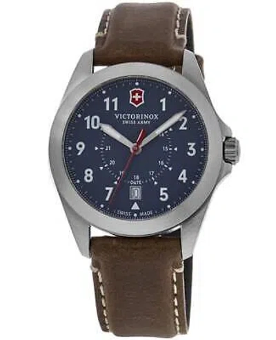 Pre-owned Victorinox Swiss Army Heritage Quartz Blue Dial Brown Men's Watch 241964