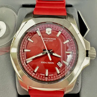 Pre-owned Victorinox Swiss Army Inox 43mm Red Dial Mens Watch 241719.1 Rubber Bumper