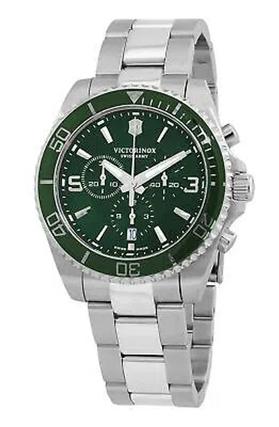 Pre-owned Victorinox Swiss Army Maverick Chronograph Green Dial 241946 100m Mens Watch